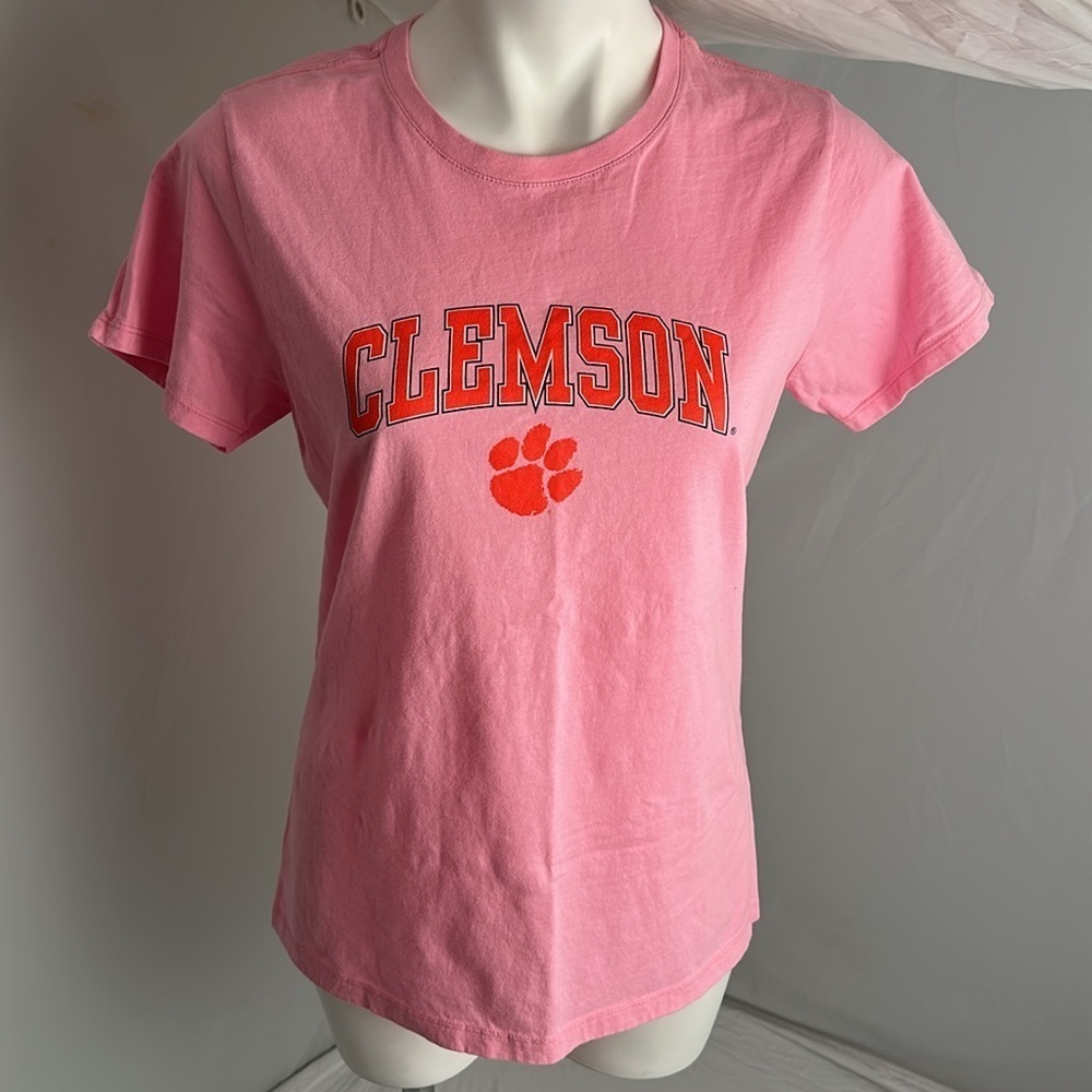 Port and Co Clemson University pink and orange logo t-shirt